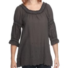 True Grit Crochet and Ruffle Shirt - 3/4 Sleeve (For Women) in Vintage Black - Closeouts