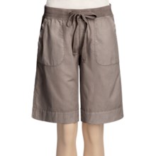 True Grit Drawstring Cargo Shorts - Cotton Canvas (For Women) in Cocoa - Closeouts