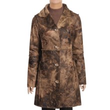 True Grit Embossed Vintage Rose Long Coat - Shawl Collar (For Women) in Brown - Closeouts