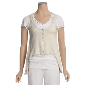 True Grit Haute Heathered Knit Vest - Button Front (For Women) in Vintage Natural
