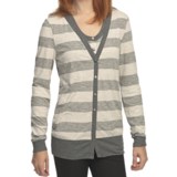True Grit Heather Stripes Long Cardigan Sweater - Snap Front (For Women)