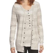 True Grit Heather Stripes Long Cardigan Sweater - Snap Front (For Women) in Oatmeal/Heather - Closeouts