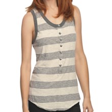 True Grit Heather Stripes Racer Tank Top (For Women) in Oatmeal/Charcoal - Closeouts