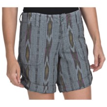 True Grit Ikat Shorts - Roll Bottom (For Women) in Bleached Denim - Closeouts