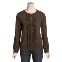 True Grit Knit Ruffle Sweatshirt (For Women) in Dark Brown - Closeouts