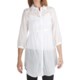 True Grit Long Cotton Shirt - Lace Detail, 3/4 Sleeve (For Women)