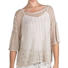 True Grit Lurex Crochet Crop Shirt - Short Sleeve (For Women) in Natural - Closeouts