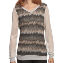 True Grit Metallic Mixed Knit Shirt - V-Neck, Long Sleeve (For Women) in Black - Closeouts