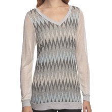 True Grit Metallic Mixed Knit Shirt - V-Neck, Long Sleeve (For Women) in Heather - Closeouts