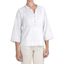 True Grit Pintuck Bib Shirt - Cotton Voile, 3/4 Sleeve (For Women) in White - Closeouts