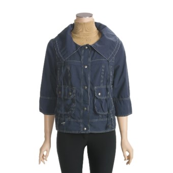 True Grit Prairie Jacket - Chino Cotton, 3/4 Sleeve (For Women) in Navy