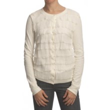 True Grit Ruffle Chiffon Cardigan Sweater - Cotton Slub Jersey (For Women) in Oatmeal - Closeouts