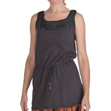 True Grit Ruffled Chiffon Trim Tank Top -  Slub Cotton, Tie Waist (For Women) in Faded Black - Closeouts