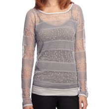 True Grit Sequin Crochet Shirt - Long Sleeve (For Women) in Light Heather Grey - Closeouts