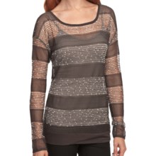 True Grit Sequin Crochet Shirt - Long Sleeve (For Women) in Vintage Charcoal - Closeouts