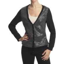 True Grit Sequin Knit Rayon Cardigan Sweater - Long V-Neck (For Women) in Black - Closeouts