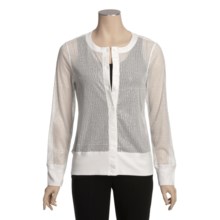 True Grit Sequin Mesh Cardigan Sweater (For Women) in White - Closeouts