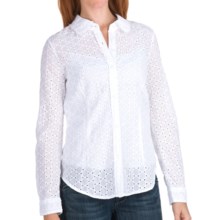 True Grit Sheer Circles Eyelet Shirt - Long Sleeve (For Women) in White - Closeouts