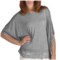 True Grit Silky Slub Knit Lace Trim Shirt - Dolman Sleeve (For Women) in Heather