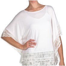 True Grit Silky Slub Knit Lace Trim Shirt - Dolman Sleeve (For Women) in White - Closeouts