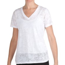 True Grit Slub Cotton Burnout Loose T-Shirt - V-Neck, Short Sleeve (For Women) in White - Closeouts