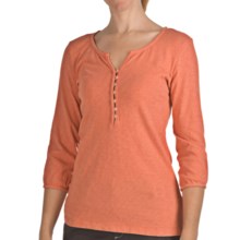 True Grit Slub Cotton Henley Shirt - 3/4 Sleeve (For Women) in Tangerine - Closeouts