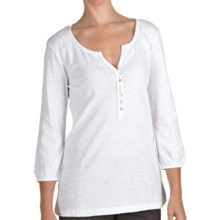 True Grit Slub Cotton Henley Shirt - 3/4 Sleeve (For Women) in White - Closeouts