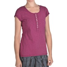 True Grit Slub Cotton T-Shirt - Short Sleeve (For Women) in Plum W/Rhinestone - Closeouts