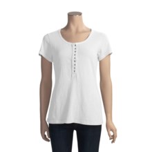 True Grit Slub Jersey Button Shirt - Short Sleeve (For Women) in White - Closeouts