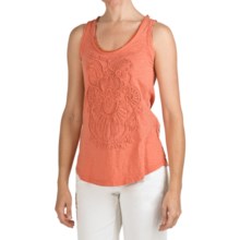 True Grit Slub Knit Cotton Tank Top - Embroidered (For Women) in Tangerine - Closeouts