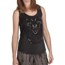 True Grit Slub Knit Cotton Tank Top - Rhinestones and Embroidery (For Women) in Black - Closeouts