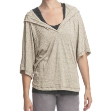 True Grit Slub Pucker Hoodie Sweatshirt - 3/4 Sleeve (For Women) in Oatmeal - Closeouts