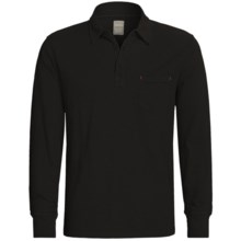 True Grit Soft Slub Jersey Polo Shirt - Long Sleeve (For Men) in Black - Closeouts