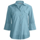 True Grit Solid Cotton Voile Shirt - Rib Side Panels, 3/4 Roll Sleeve (For Women)