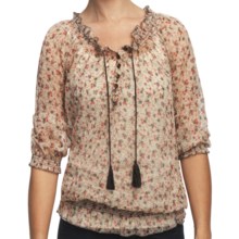 True Grit Studded Chiffon Peasant Shirt - 3/4 Sleeve (For Women) in Chiffon - Closeouts