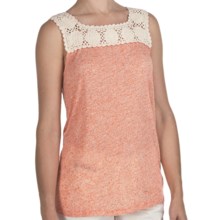 True Grit Sublime Slub Crochet T-Shirt - Sleeveless (For Women) in Tangerine - Closeouts