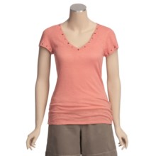 True Grit Vintage Crossover Studded T-Shirt - Slub Jersey, Short Sleeve (For Women) in Melon - Closeouts