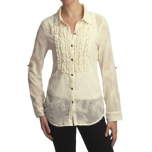 True Grit Vintage Dyed Embroidered Shirt - Ruffle, Long Sleeve (For Women) in Natural - Closeouts