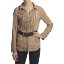 True Grit Vintage Dyed Embroidered Shirt - Ruffle, Long Sleeve (For Women) in Oatmeal - Closeouts