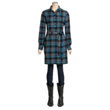 True Grit Vintage Flannel Shirt Dress - Long Sleeve (For Women) in Aqua/Black Plaid - Closeouts