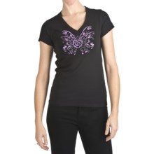 Trust Your Journey Butterfly Heart T-Shirt - Organic Cotton, V-Neck, Short Sleeve (For Women) in Black/Violet - Closeouts