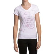 Trust Your Journey Change the World T-Shirt - V-Neck, Short Sleeve (For Women) in White/Violet - Closeouts
