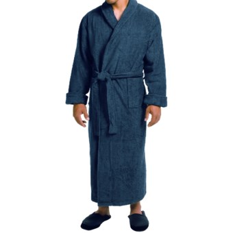 Turkish Cotton Terry Robe - Closeouts (For Men) in Midnight