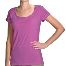 Twist-Neck Cotton-Modal Shirt - Short Sleeve (For Women) in Violet - 2nds
