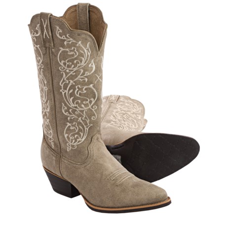 Twisted X Boots Embroidered Leather Cowboy Boots R Toe (For Women)