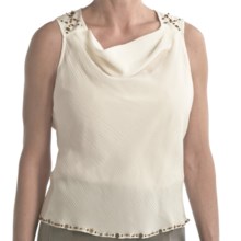 Two Star Dog Cynthia Shirt - Georgette Silk, Beaded Pebble Trim, Sleeveless (For Women) in White - Closeouts