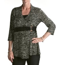 Two Star Dog Embellished Melinda Shirt - Travel Knit, 3/4 Sleeve (For Women) in Confetti Print - Overstock