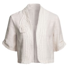 Two Star Dog Helena Crop Jacket - Textured Linen, Short Sleeve (For Women) in Flax - Closeouts