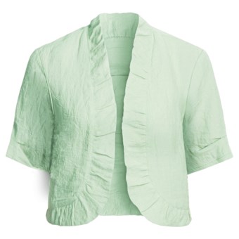 Two Star Dog Suki Crop Jacket - Crinkle Linen, Short Sleeve (For Women) in Fiji
