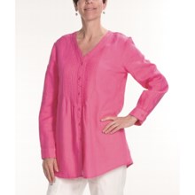 Two Star Dog Vicky Linen Tunic Shirt - Long Sleeve (For Women) in Hibiscus - Closeouts